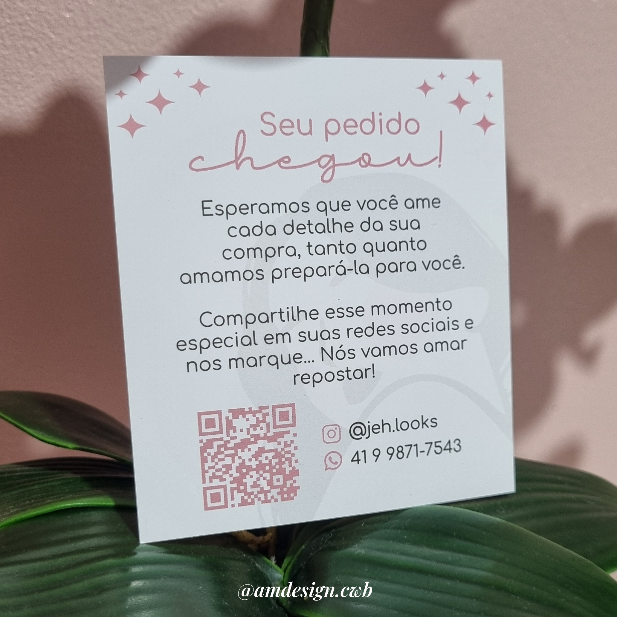 Cartão de Agradecimento 9x10cm | Verniz total frente
