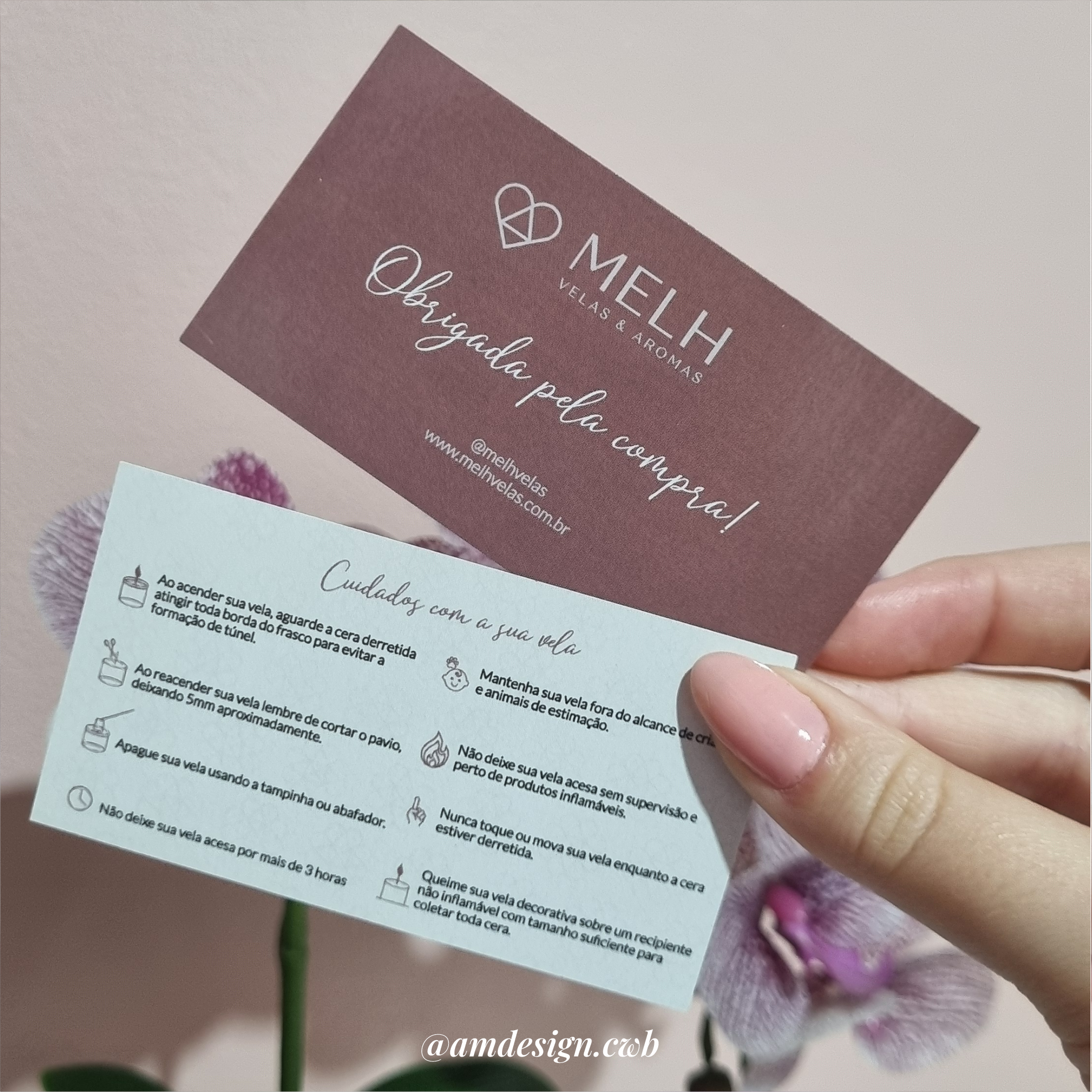 Cartão de Cuidados 9x5cm | Verniz total frente