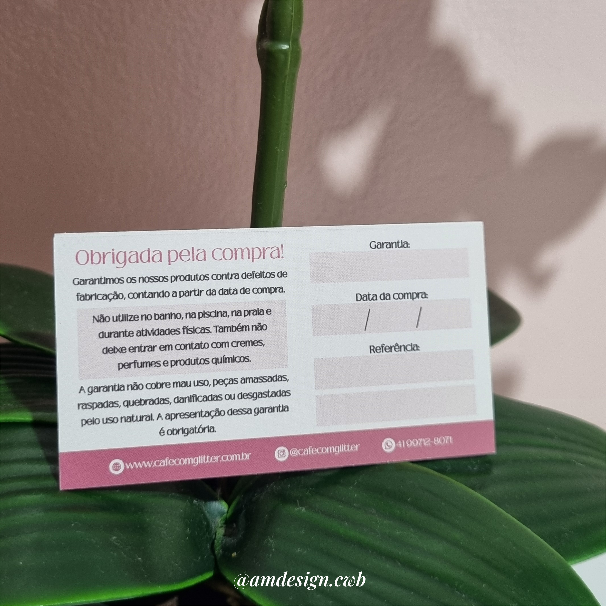 Cartão Garantia 9x5cm | Verniz total frente