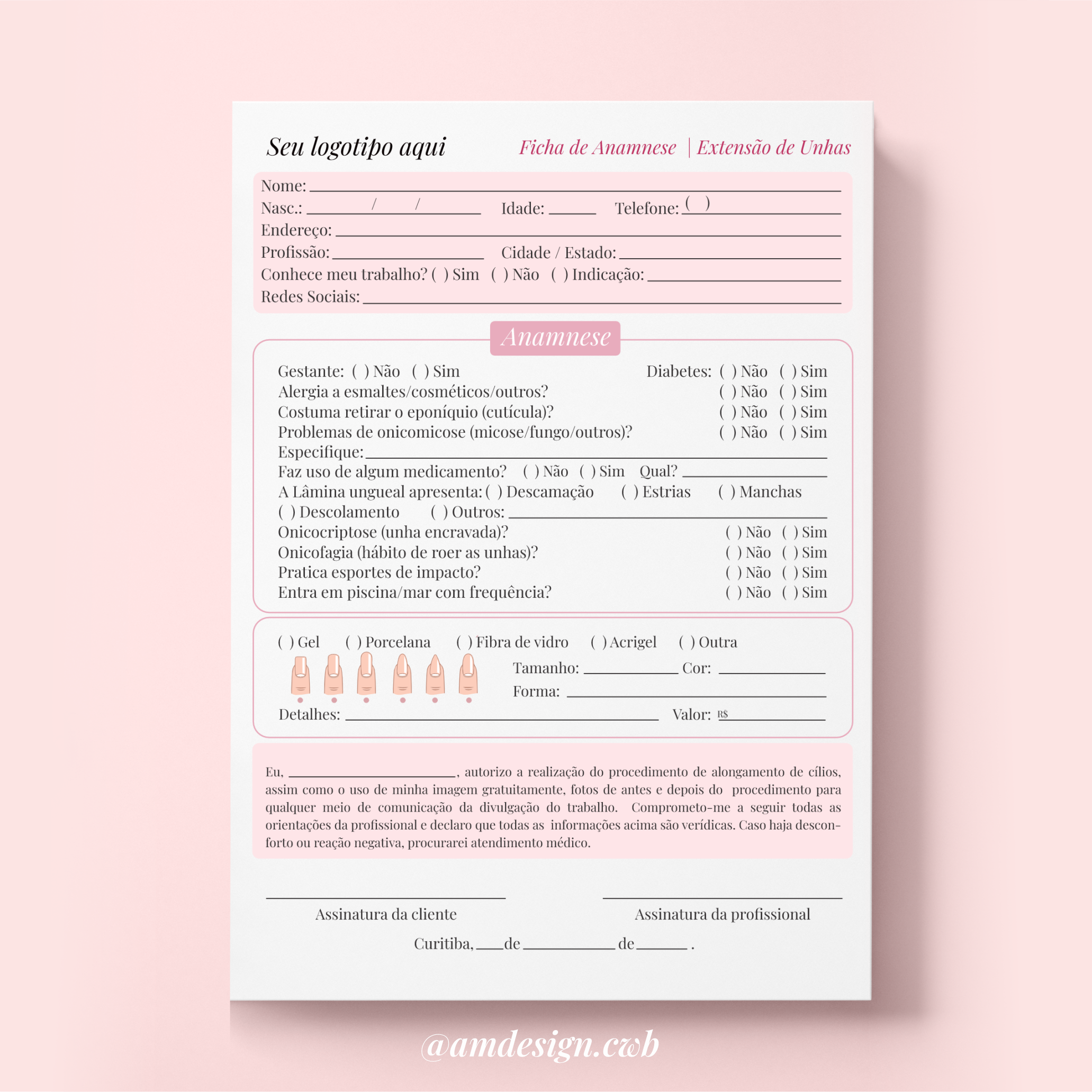 Bloco | Anamnese Nail Design A5